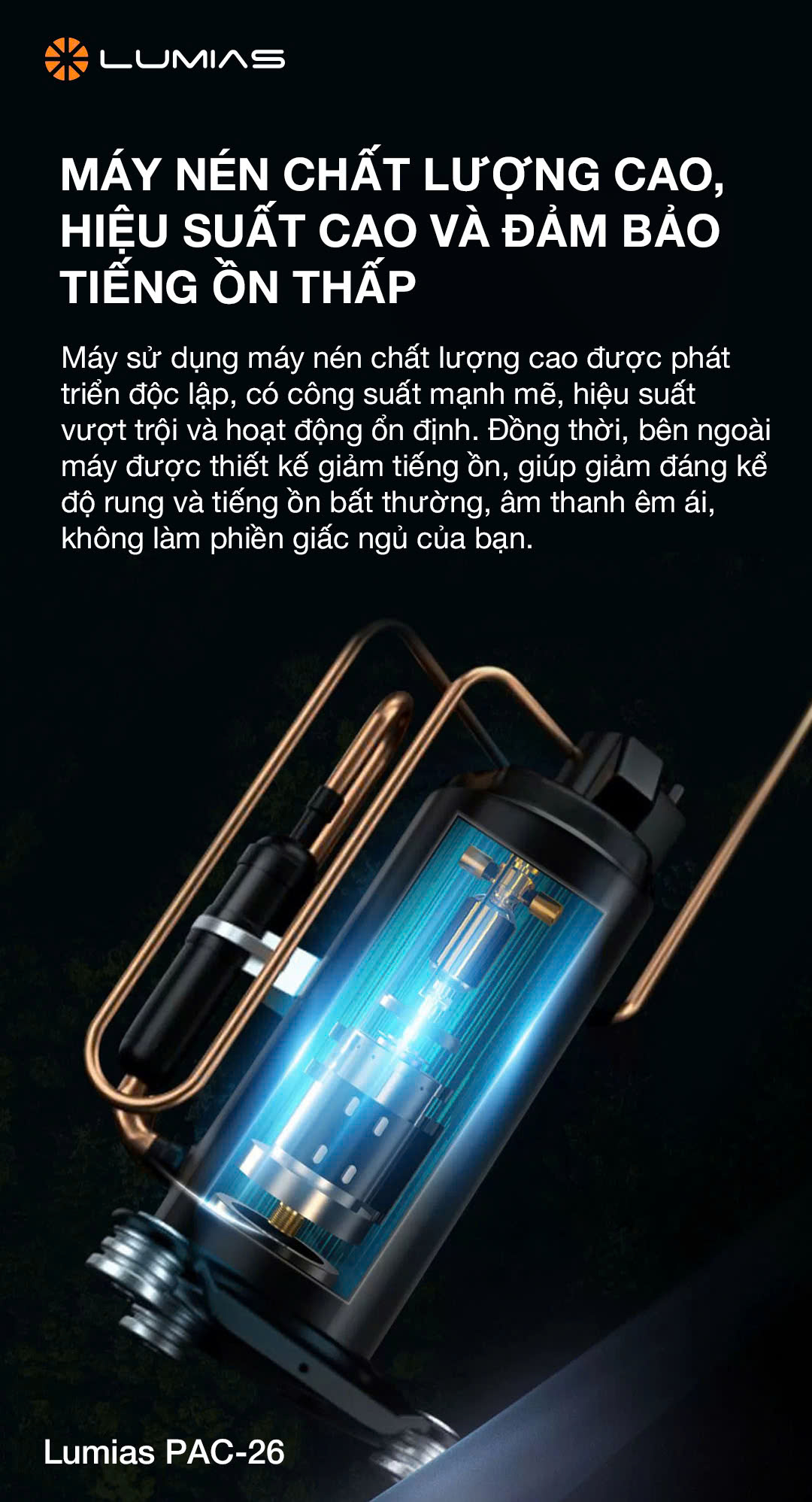 [HÀNG CHÍNH HÃNG] ĐIỀU HÒA DI ĐỘNG LUMIAS PAC-26 với 3 chức năng LÀM LẠNH/ HÚT ẨM/ THỔI GIÓ.