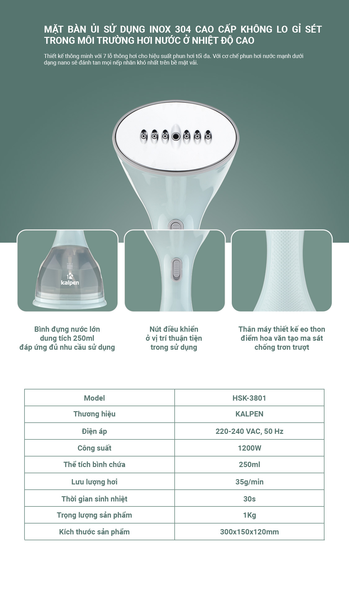 Bàn Ủi Hơi Nước Cầm Tay Thông Minh Kalpen