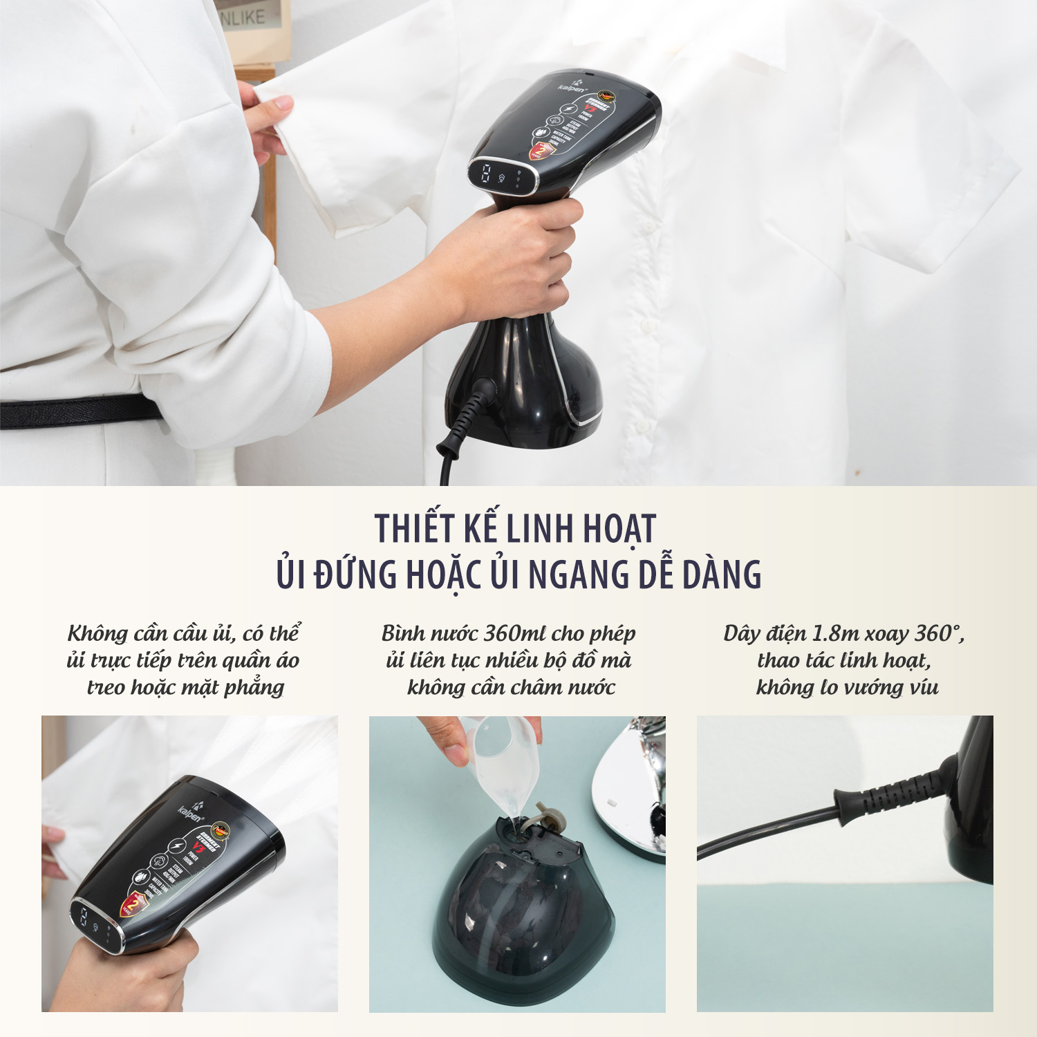 Bàn ủi hơi nước cầm tay Kalpen V3 1780W