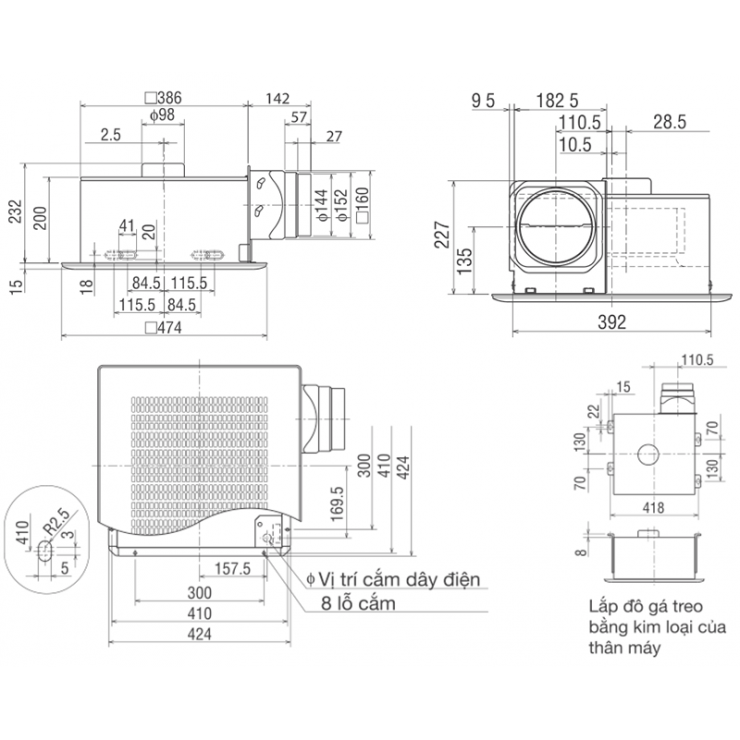 {HÀNG CHÍNH HÃNG} Quạt Thông Gió Mitsubishi VD-23Z4T3/5 Âm Trần Nối Ống Gió