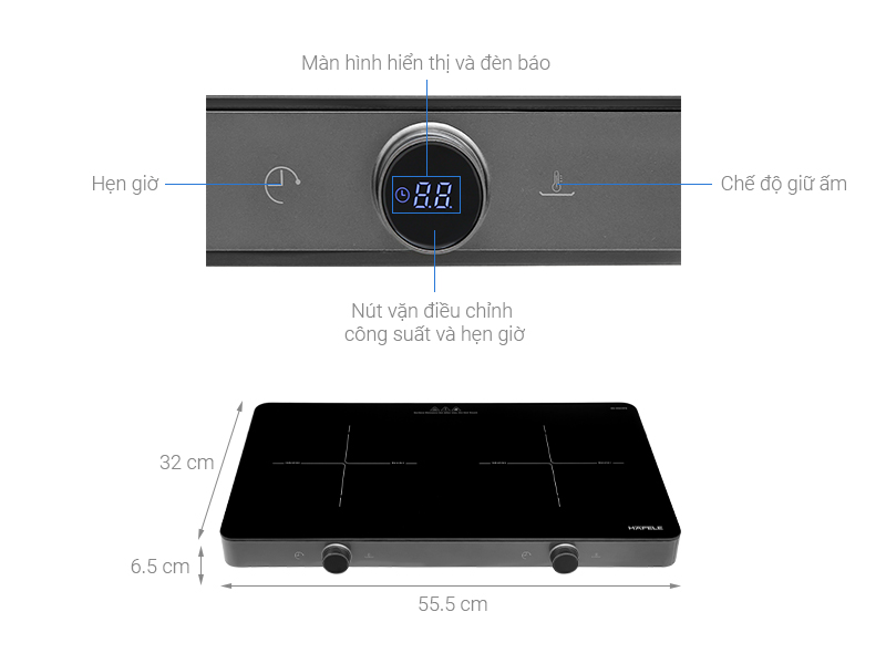 [HÀNG CHÍNH HÃNG] Bếp từ đôi Hafele HS-I5521FG