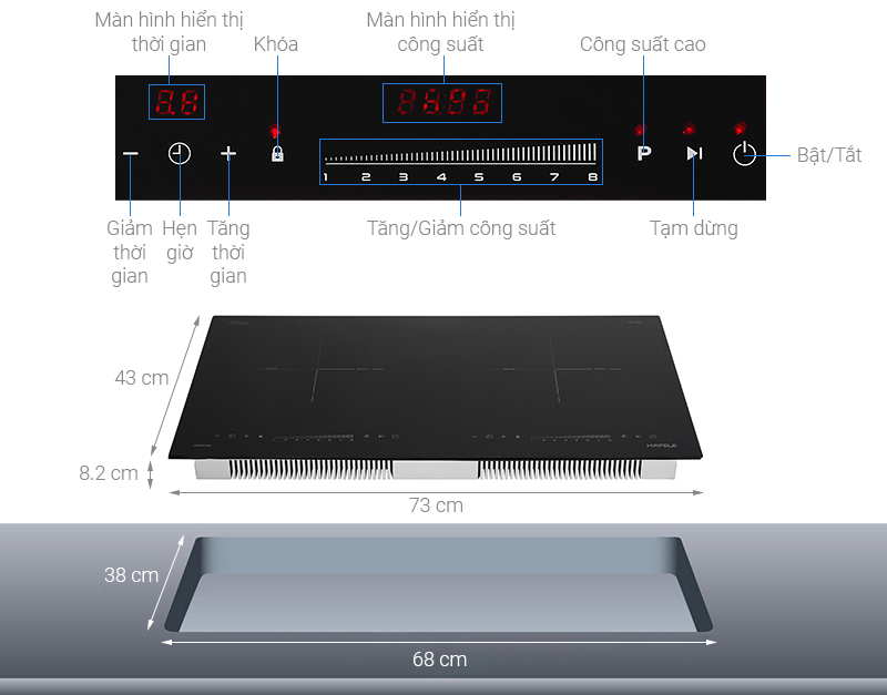 [HÀNG CHÍNH HÃNG] Bếp từ đôi lắp âm Hafele HC-I2732A (536.61.726)