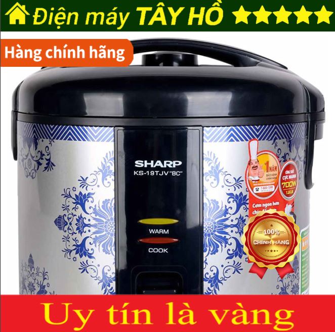 [HÀNG CHÍNH HÃNG] Nồi cơm điện nắp gài Sharp KS-19TJV