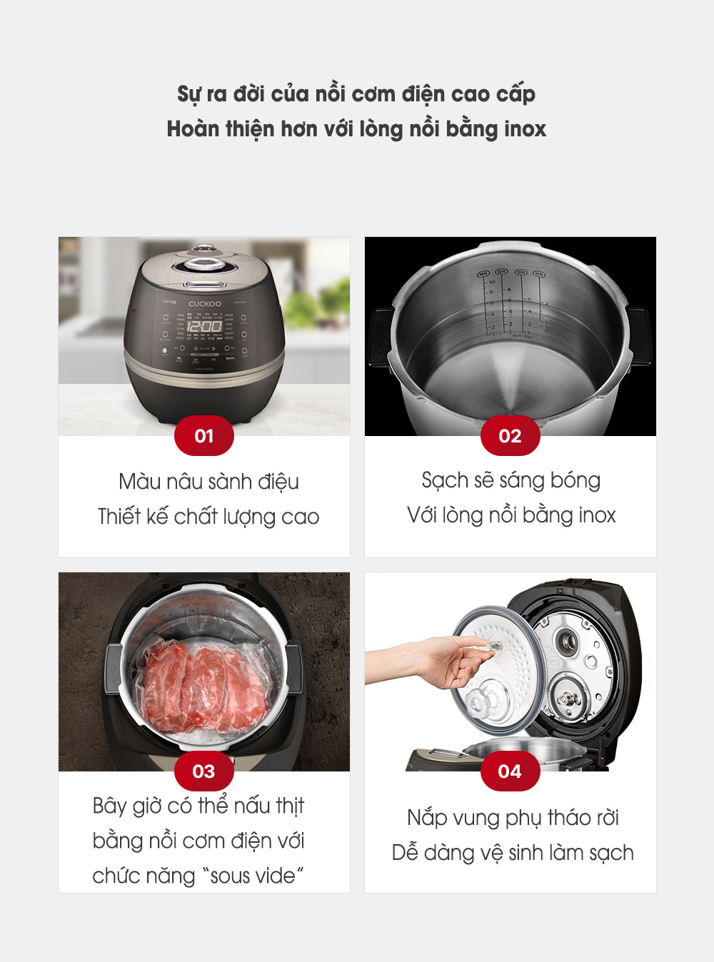 [HÀNG CHÍNH HÃNG] Nồi cơm điện cao tần áp suất Cuckoo CRP-DHAS069FB 1.08L (Lòng inox)