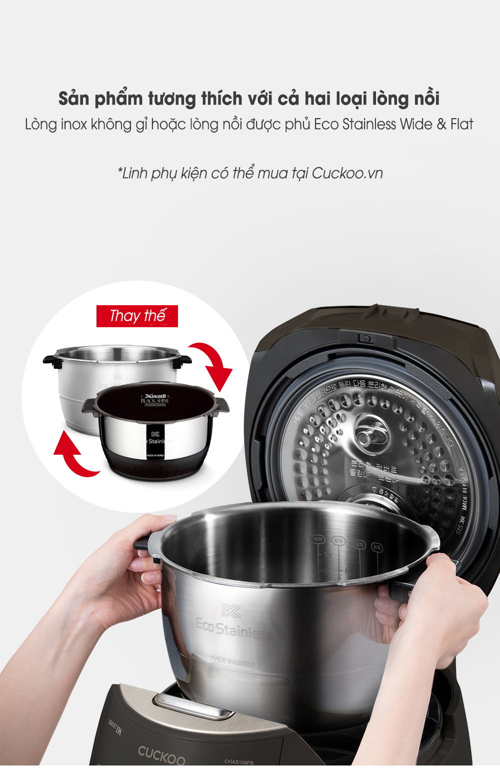 [HÀNG CHÍNH HÃNG] Nồi cơm điện cao tần áp suất Cuckoo CRP-DHAS069FB 1.08L (Lòng inox)