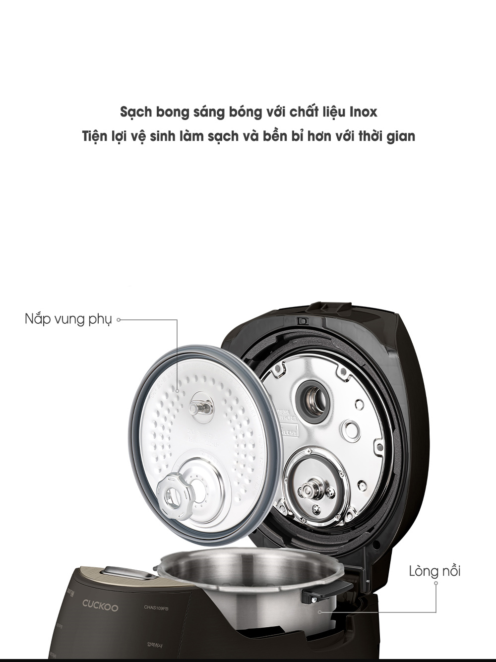 [HÀNG CHÍNH HÃNG] Nồi cơm điện cao tần áp suất Cuckoo CRP-DHAS069FB 1.08L (Lòng inox)