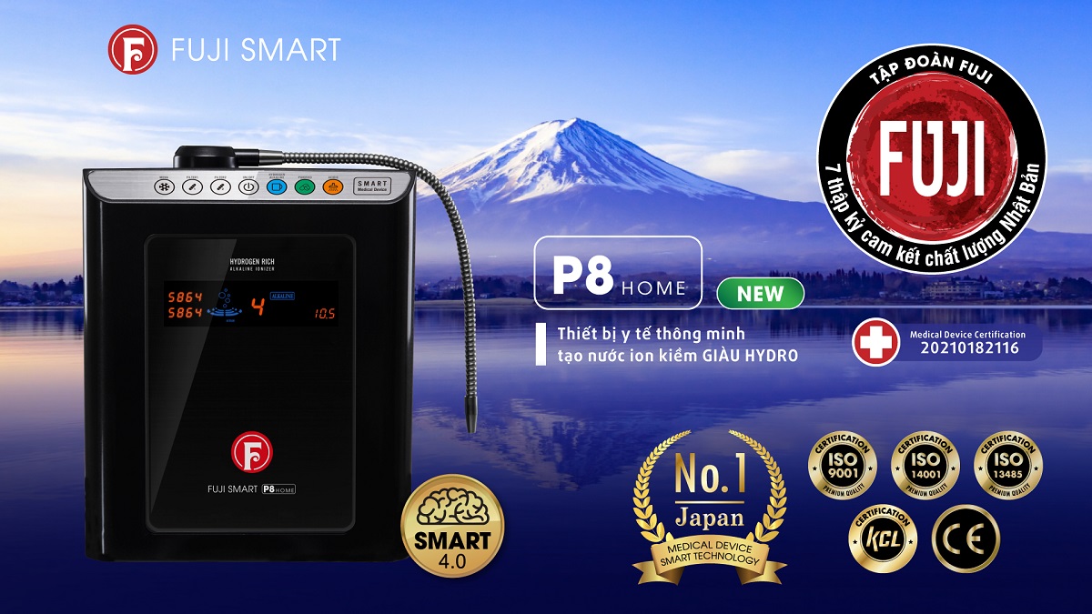 [HÀNG CHÍNH HÃNG] Máy điện giải ion kiềm Fuji Smart P8 Home Phụ kiện Lõi lọc tinh