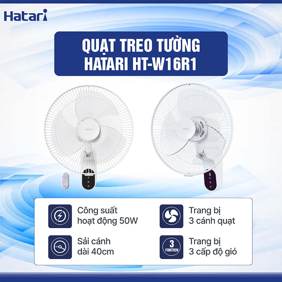 [Hàng chính hãng] Quạt treo tường HATARI HT-W16R1