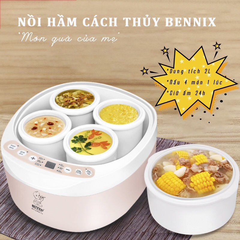 Nồi chưng yến bennix BN-200A Dung tích 2L (nồi nấu cách thủy) - Hàng Chính hãng