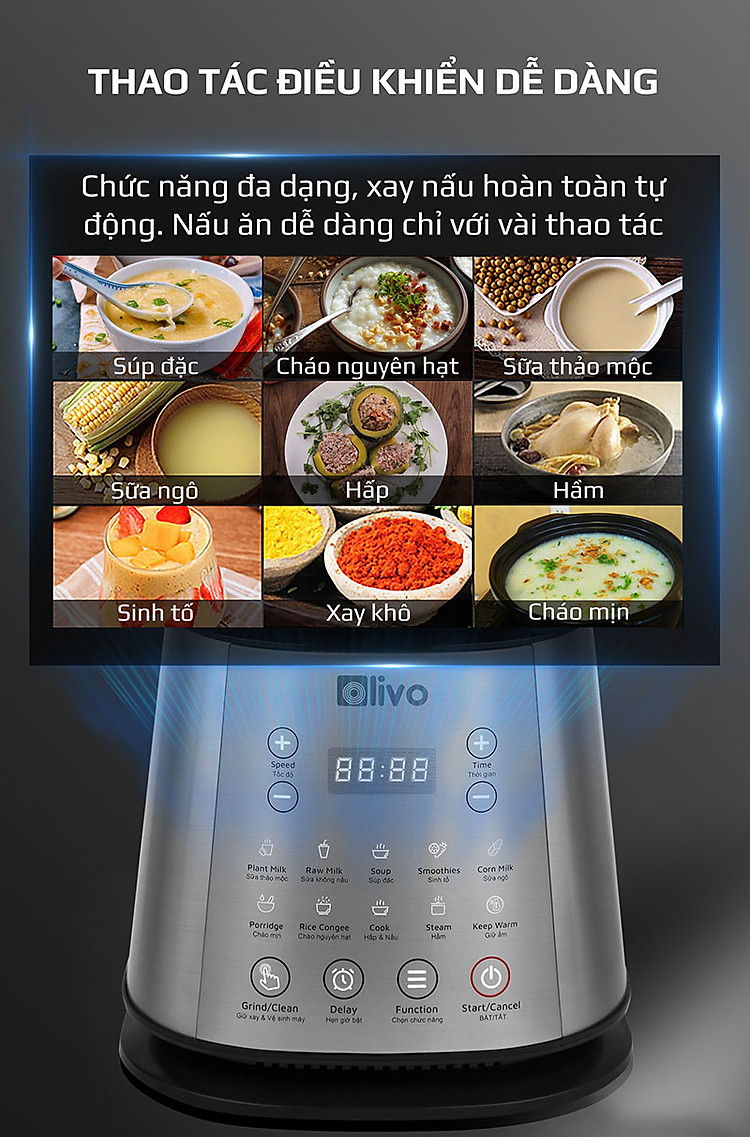 [CHÍNH HÃNG] Máy Làm Sữa Hạt OLIVO X20 PLUS ( BH 24 tháng) 2000w