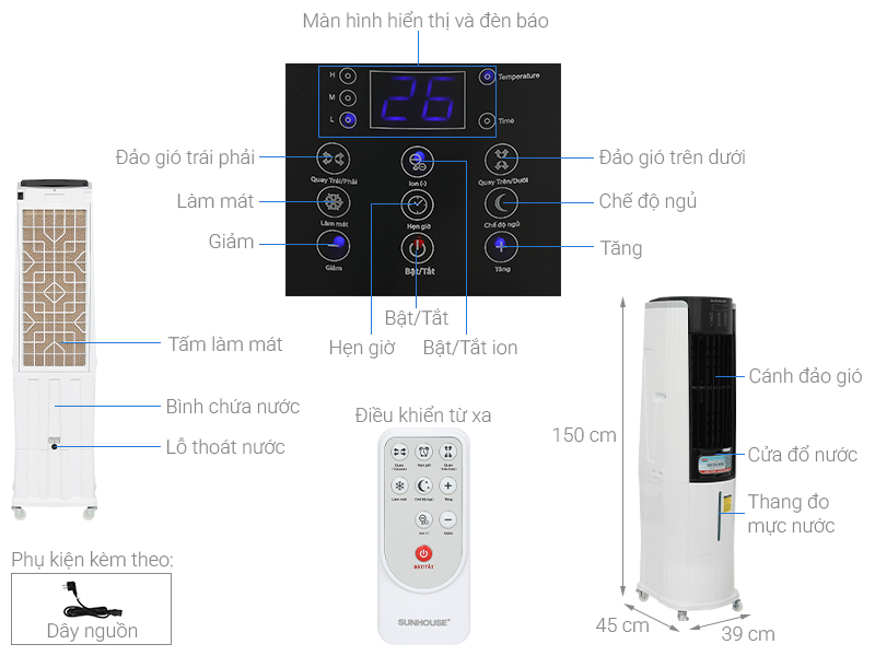 [HÀNG CHÍNH HÃNG] Quạt điều hòa Sunhouse SHD7737