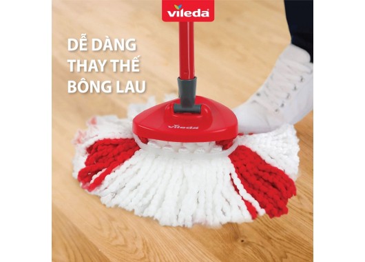 [HÀNG CHÍNH HÃNG] Cây lau nhà VILEDA Turbo Easy Wring&Clean đầu lau tam giác, xô giặt quay bằng chân
