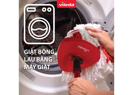 [HÀNG CHÍNH HÃNG] Cây lau nhà VILEDA Turbo Easy Wring&Clean đầu lau tam giác, xô giặt quay bằng chân