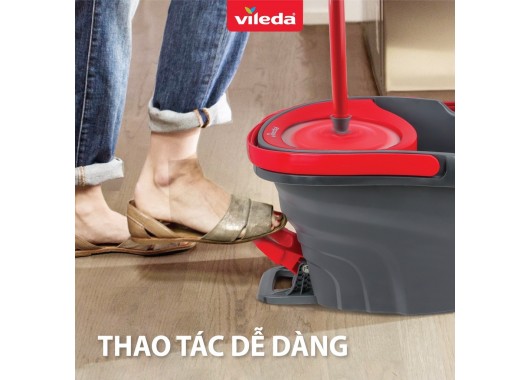 [HÀNG CHÍNH HÃNG] Cây lau nhà VILEDA Turbo Easy Wring&Clean đầu lau tam giác, xô giặt quay bằng chân