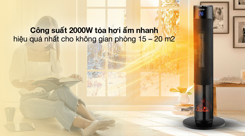 [GIẢM 30%] [HÀNG CHÍNH HÃNG] Quạt sưởi gốm Ceramic Mutosi MCH-2000L