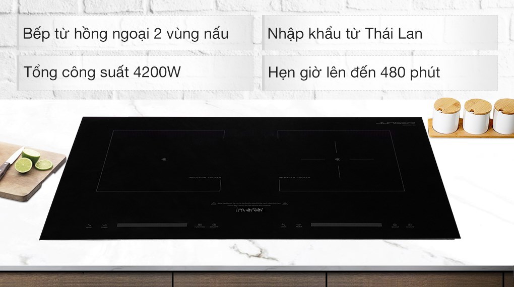 [HÀNG CHÍNH HÃNG] Bếp đôi từ-hồng ngoại Junger SIS-66 3100W - Thương hiệu Đức