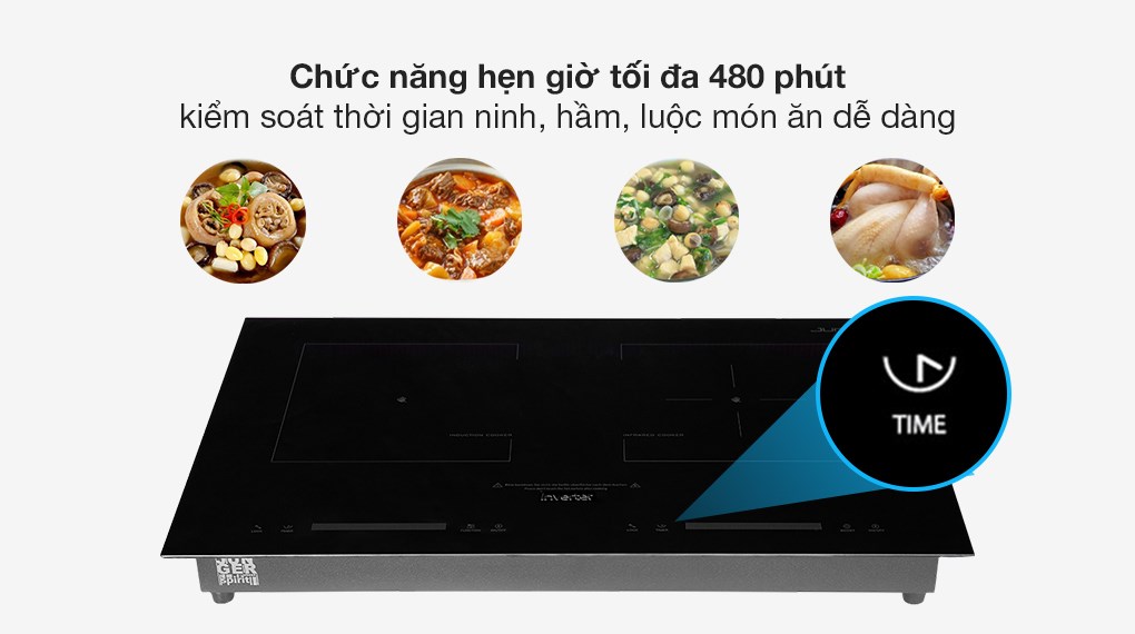 [HÀNG CHÍNH HÃNG] Bếp đôi từ-hồng ngoại Junger SIS-66 3100W - Thương hiệu Đức
