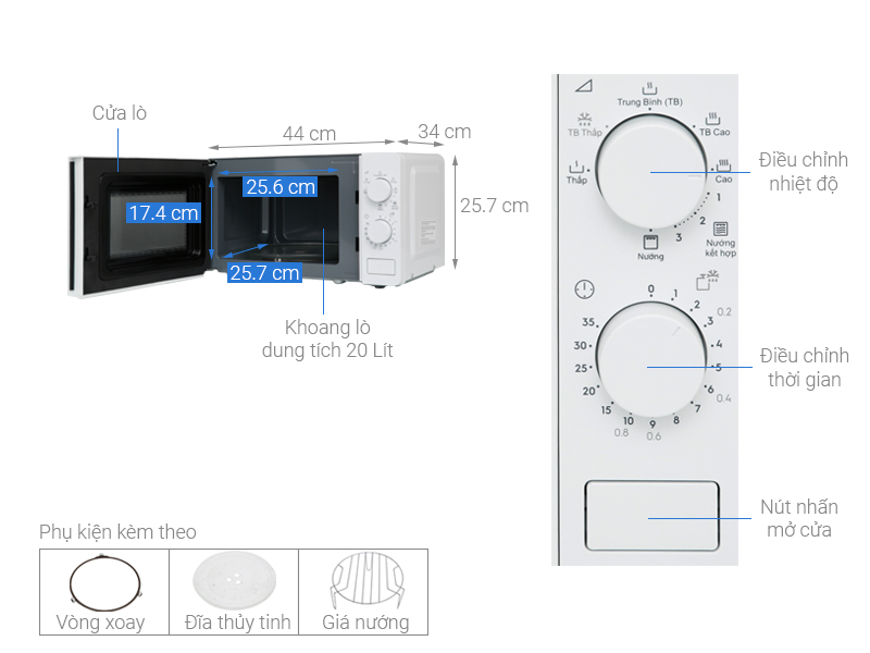 [ELECTROLUX | EMG20K38GWP] [HÀNG CHÍNH HÃNG]Lò vi sóng có nướng Electrolux EMG20K38GWP 20 lít