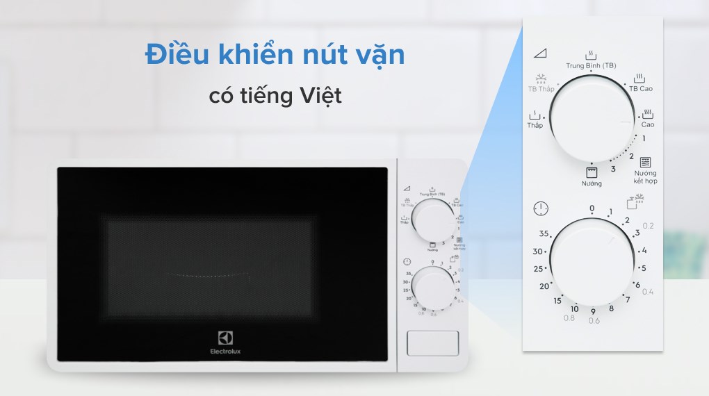 [ELECTROLUX | EMG20K38GWP] [HÀNG CHÍNH HÃNG]Lò vi sóng có nướng Electrolux EMG20K38GWP 20 lít