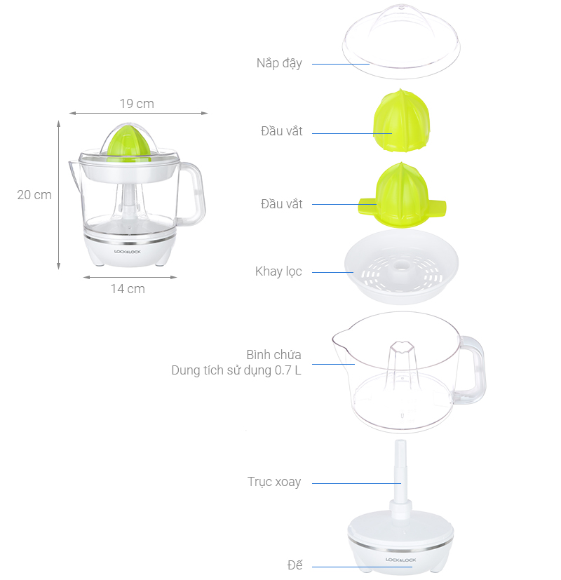 [HÀNG CHÍNH HÃNG] Máy vắt cam Lock&Lock 40W EJJ231