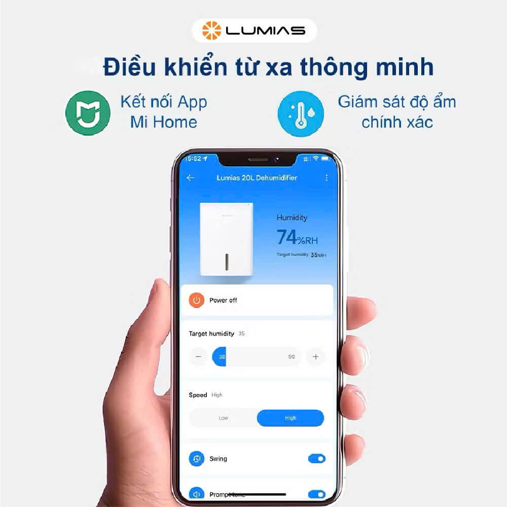[Hàng chính hãng] Máy hút ẩm thông minh Lumias NWT D4 Pro 30L - 100m²