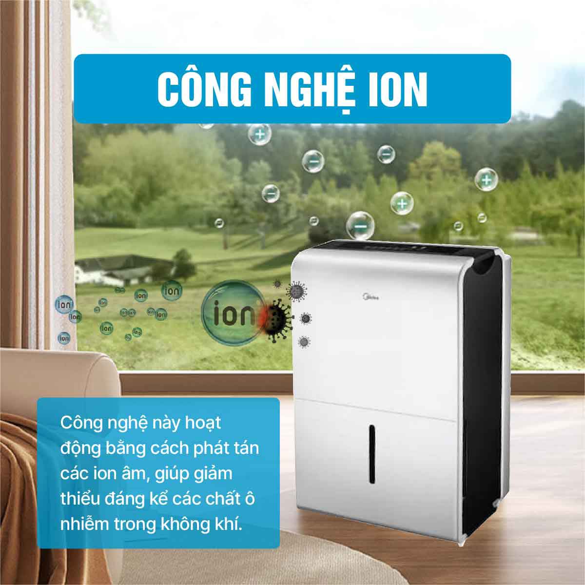 [HÀNG CHÍNH HÃNG] Máy hút ẩm lọc không khí Midea MDDP-30DEN7-QA3