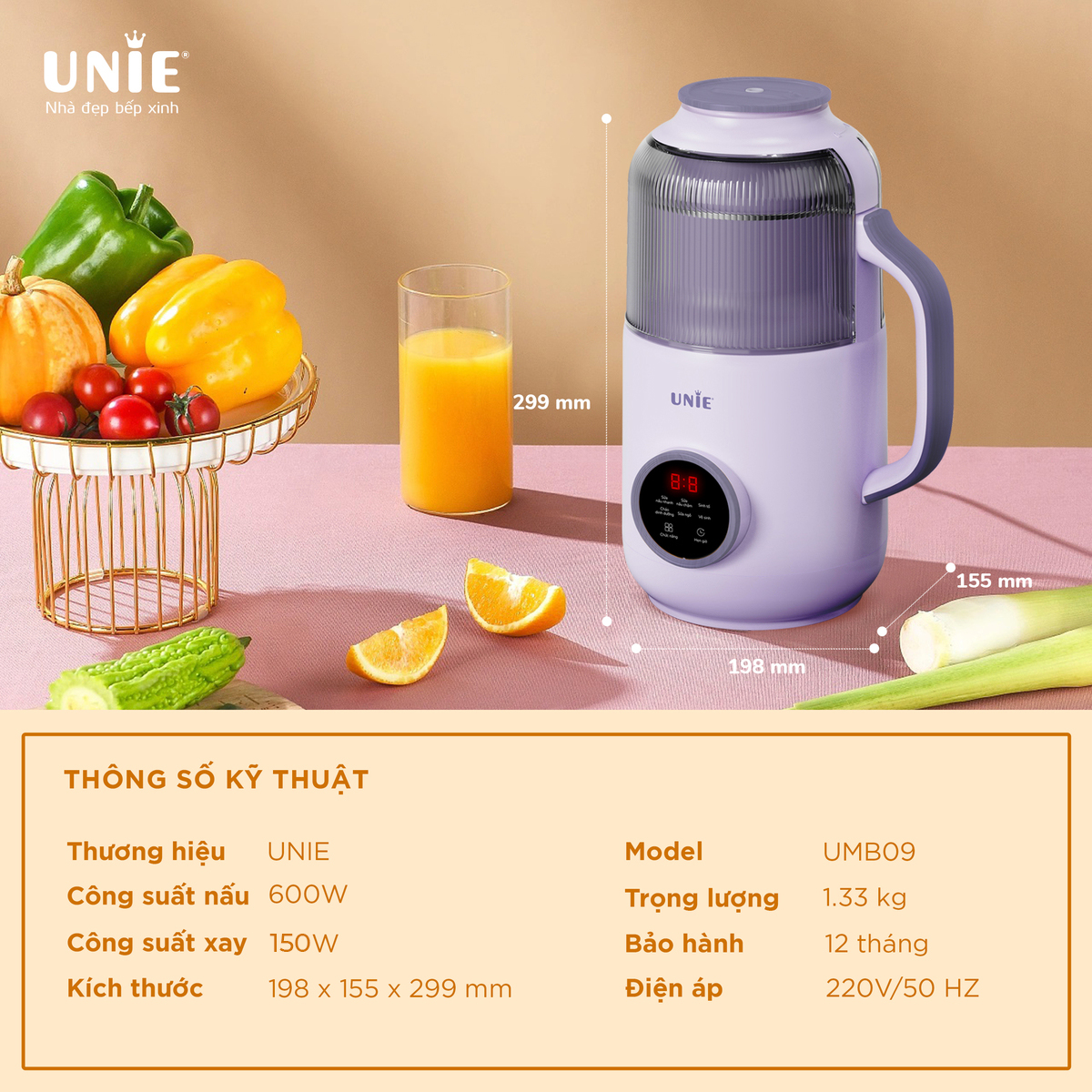 [HÀNG CHÍNH HÃNG] Máy làm sữa hạt UMB09