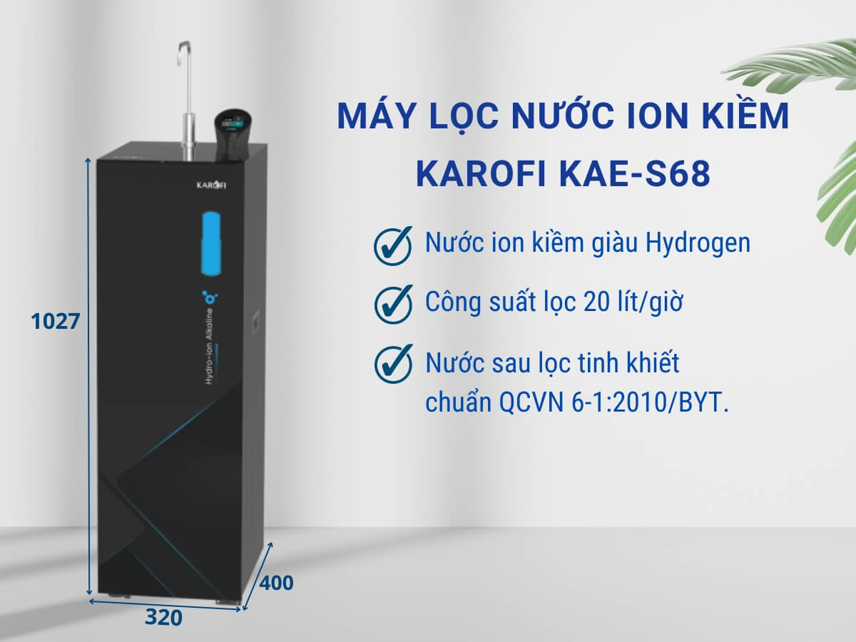 [HÀNG CHÍNH HÃNG] Máy lọc nước nóng lạnh Hydro-ion kiềm Karofi KAE-S86