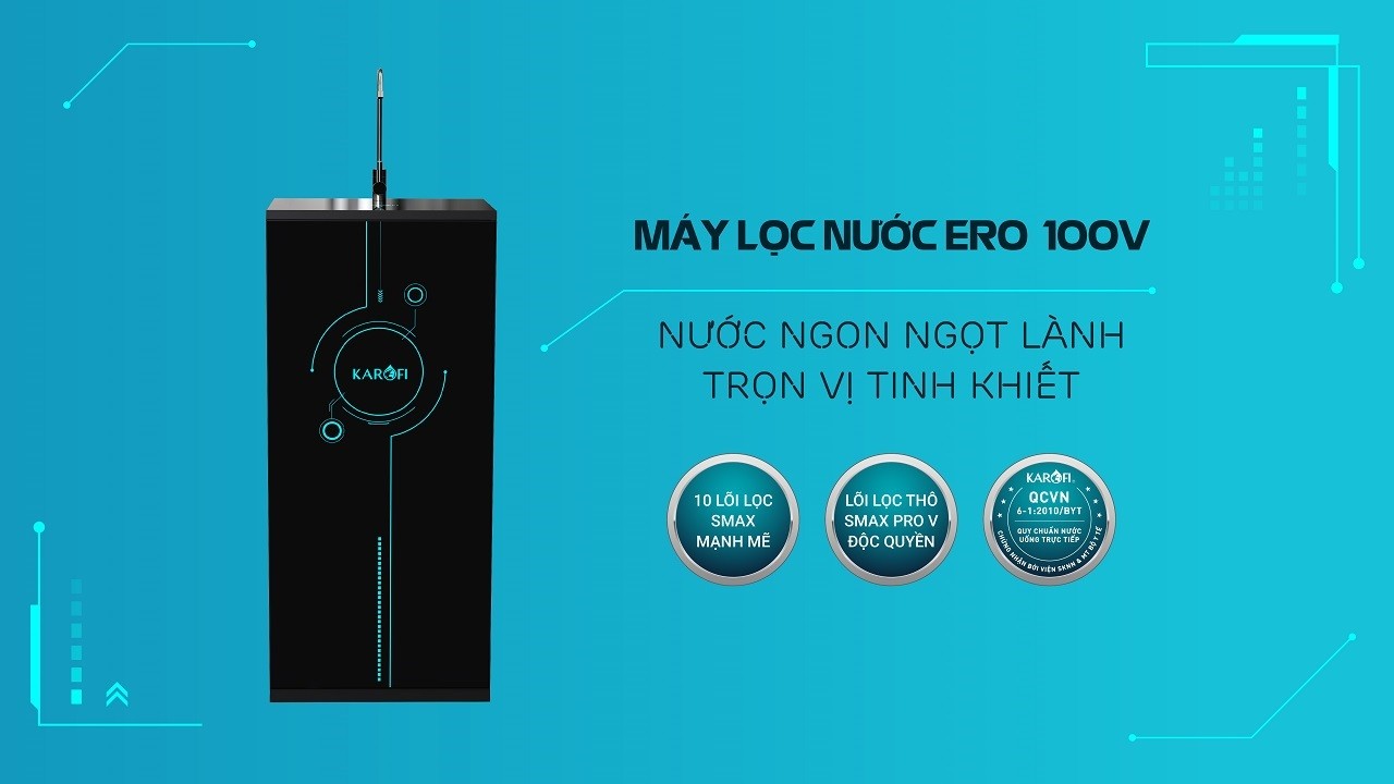 [HÀNG CHÍNH HÃNG] Máy lọc nước Karofi ERO100V có vỏ