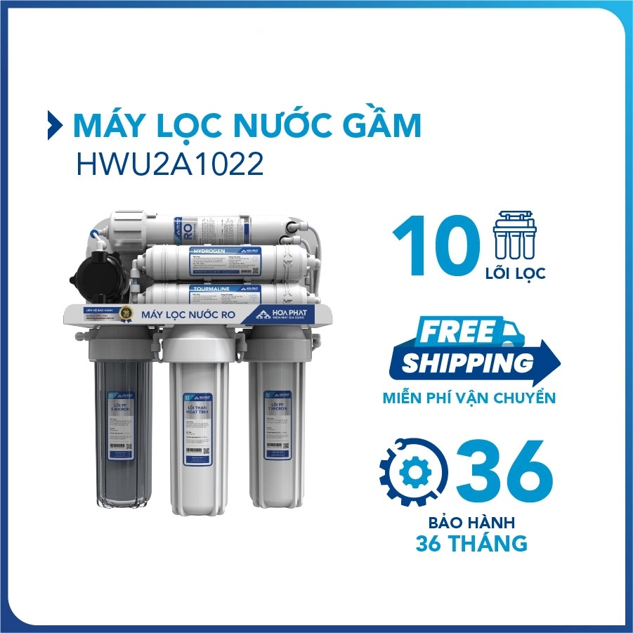 [GIAN HÀNG UY TÍN] [HÀNG CHÍNH HÃNG] Máy lọc nước RO Hòa Phát HWU2A1022 (gầm khung treo)