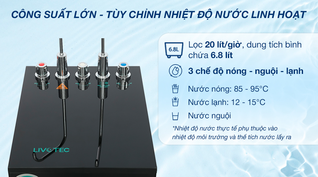 [HÀNG CHÍNH HÃNG] [KAROFI] Máy lọc nước RO nóng nguội lạnh Livotec 636 10 lõi