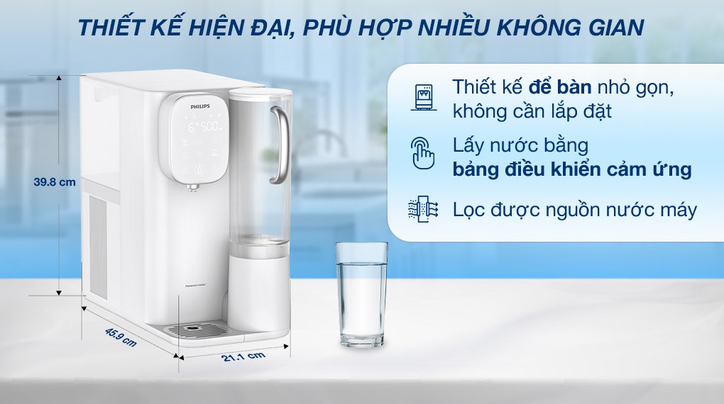 [Chính hãng] Máy lọc nước RO nóng nguội lạnh Philips ADD6912WH/74 2 lõi