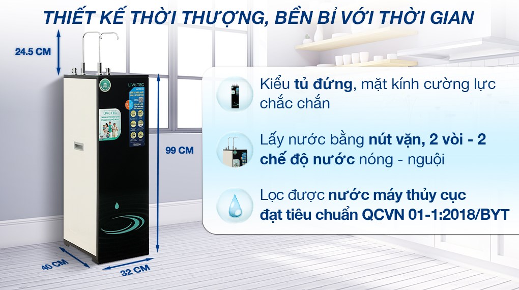 [HÀNG CHÍNH HÃNG] [KAROFI] Máy lọc nước RO nóng nguội Livotec 635 10 lõi