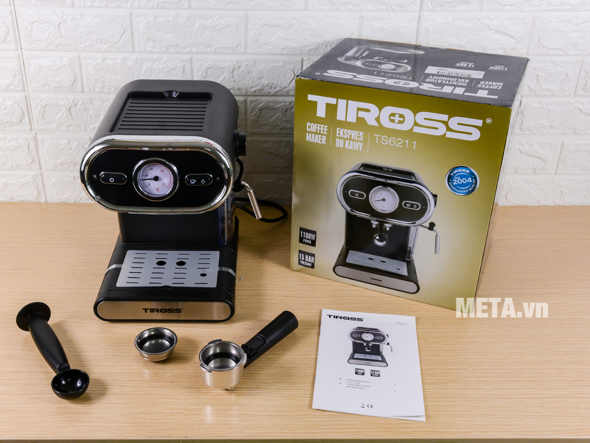 [HÀNG CHÍNH HÃNG] Máy pha cà phê Espresso Tiross TS-6211 (15 bar)/ TS-620 / TS- 621 800W