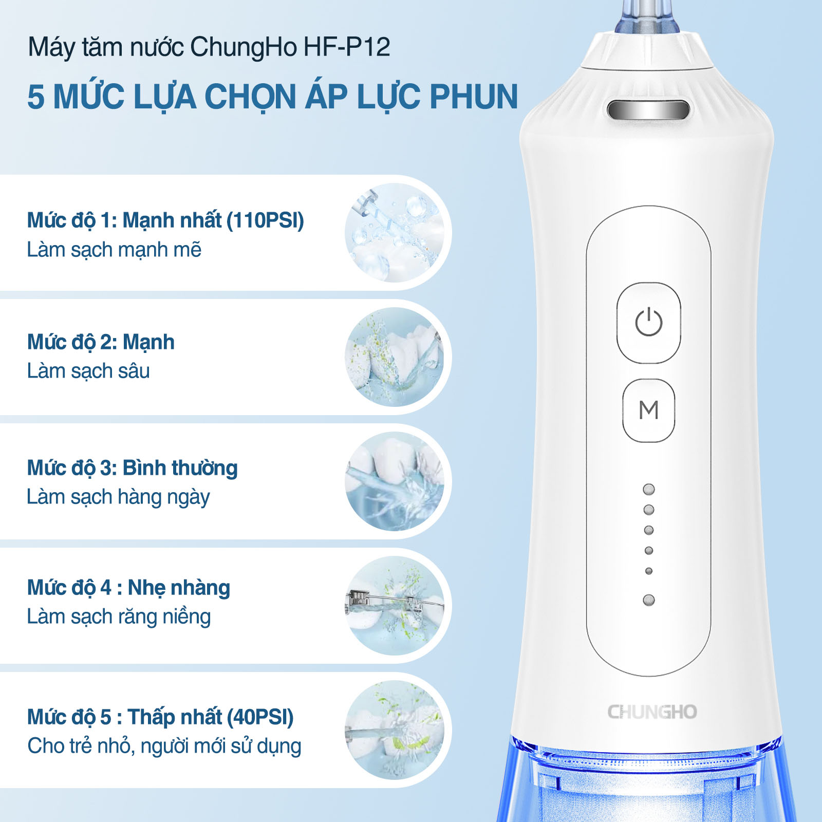 [HÀNG CHÍNH HÃNG] Máy tăm nước ChungHo HF-P12