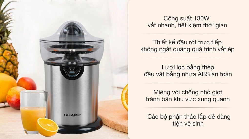 Máy vắt cam Sharp EJ-J130-ST (Hàng chính hãng)