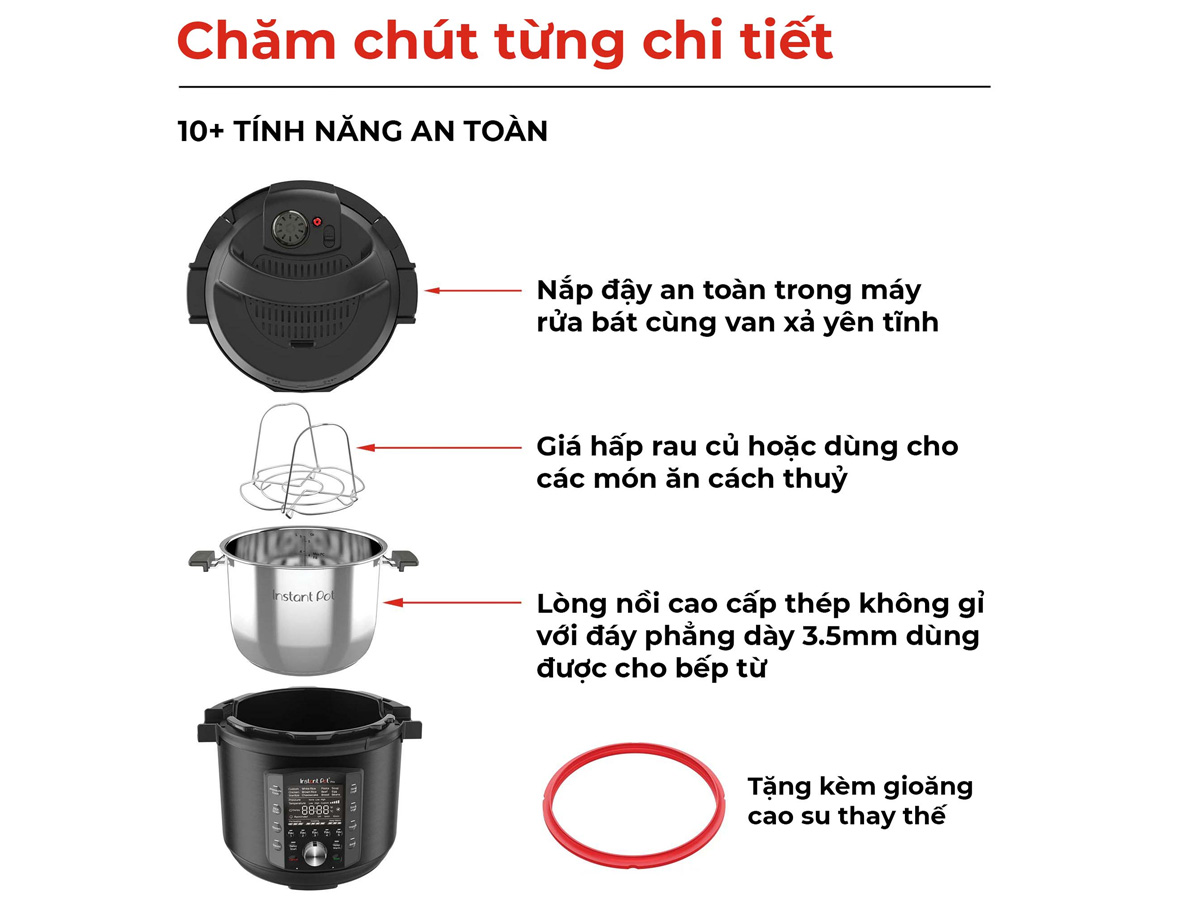 [GIẢM 30%] (GIAN HÀNG CHÍNH HÃNG) Nồi áp suất đa năng Instant Pot Pro 60 / IP Pro 60 - 5.7 lít 10 in 1 - Xuất xứ Thương hiệu Canada