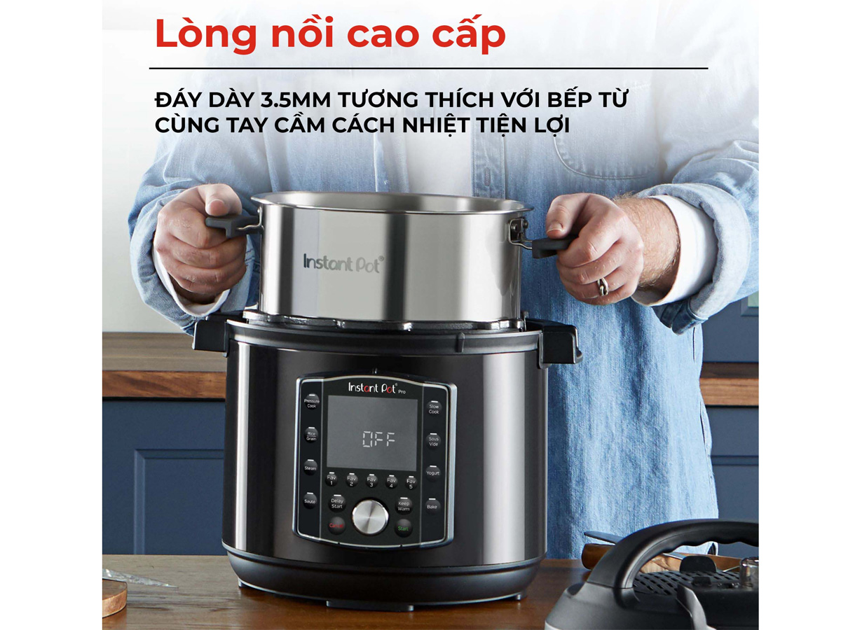 [GIẢM 30%] (GIAN HÀNG CHÍNH HÃNG) Nồi áp suất đa năng Instant Pot Pro 60 / IP Pro 60 - 5.7 lít 10 in 1 - Xuất xứ Thương hiệu Canada
