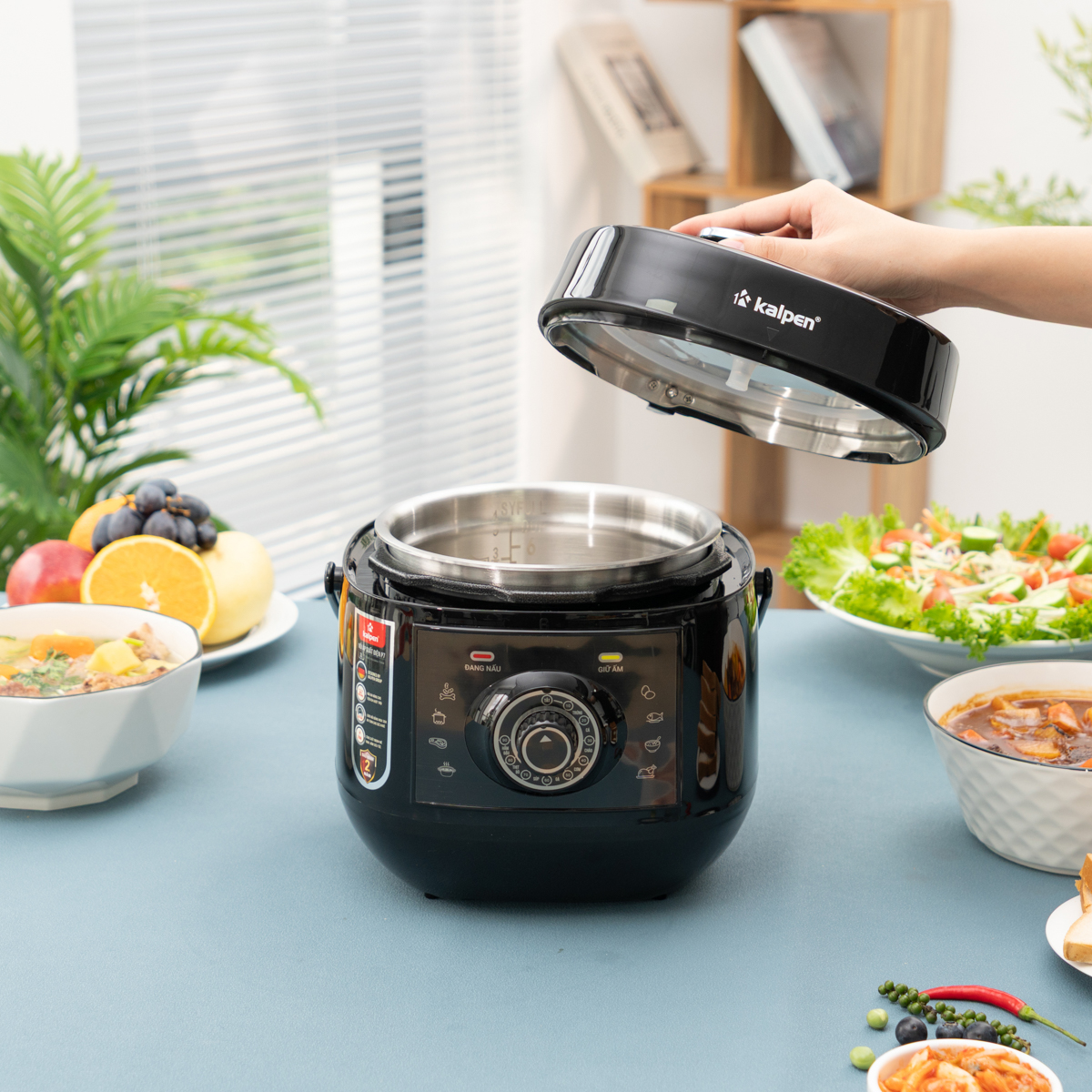 [HÀNG CHÍNH HÃNG] Nồi áp suất điện lòng nồi Inox 304 Kalpen P7 3L