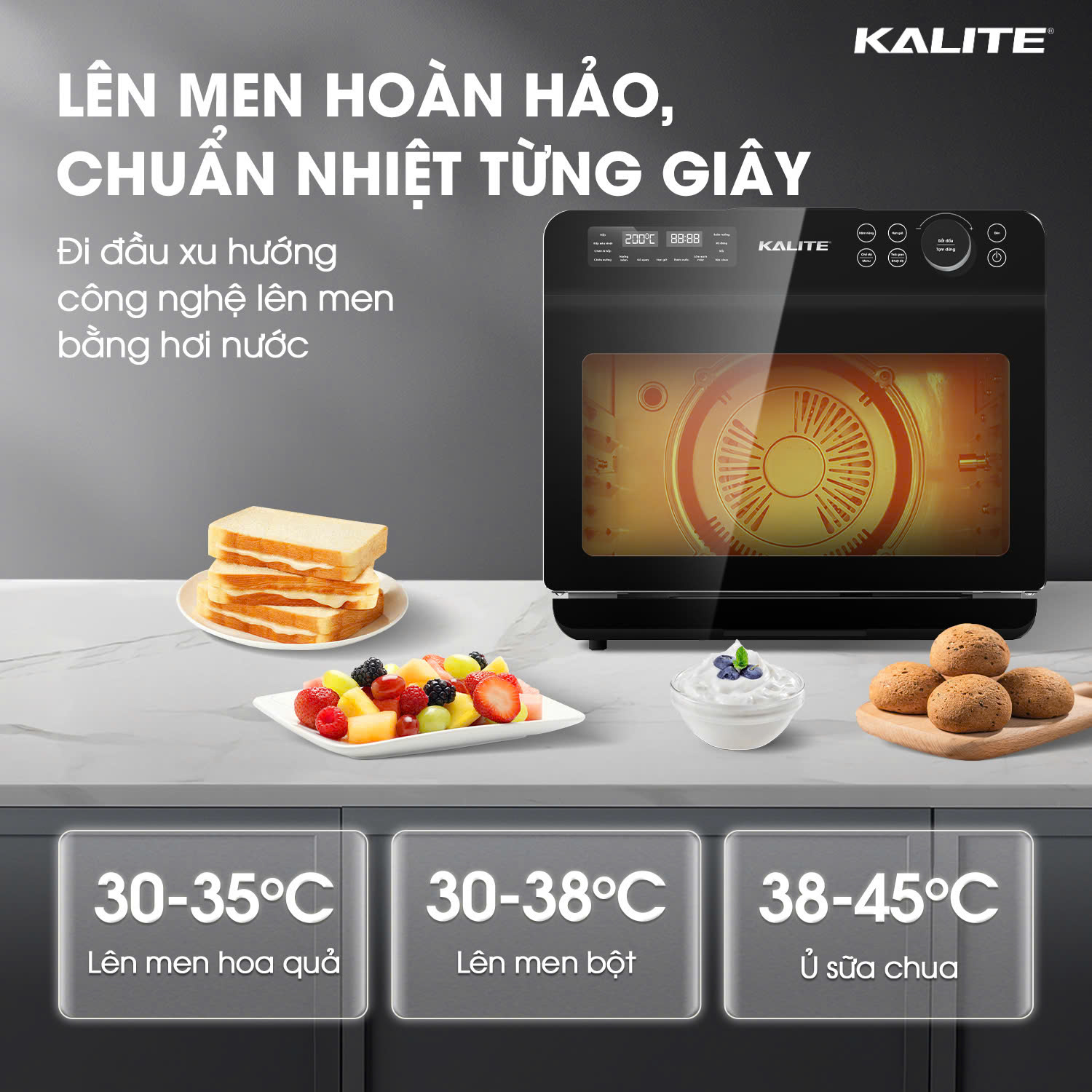 Nồi chiên hơi nước KALITE STEAM FUSION PRO, 4in1 chiên, hấp, nướng, rã đông, 20 lít