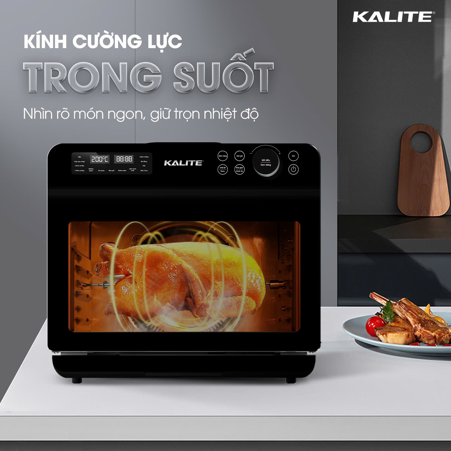 Nồi chiên hơi nước KALITE STEAM FUSION PRO, 4in1 chiên, hấp, nướng, rã đông, 20 lít