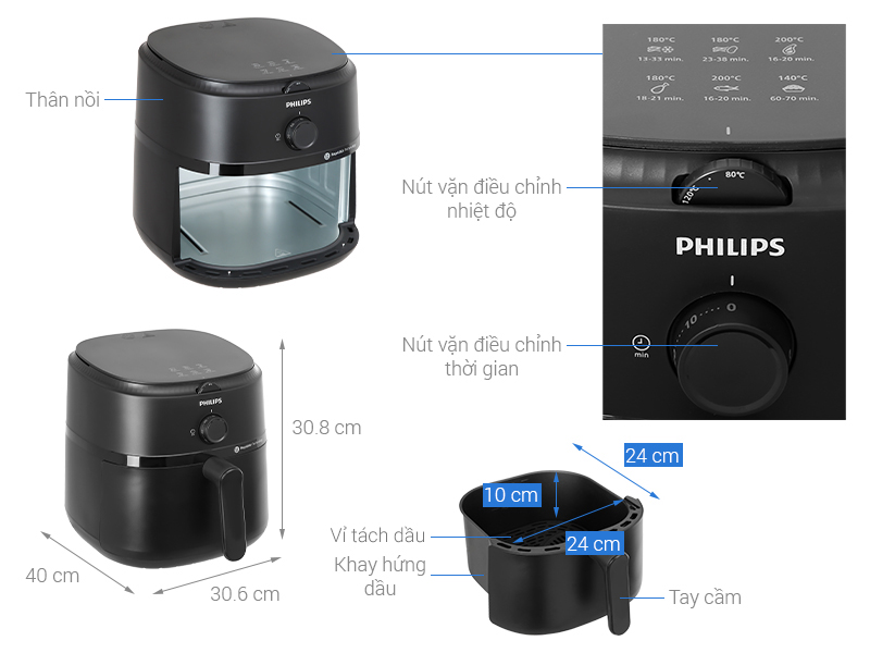 [HÀNG CHÍNH HÃNG] Nồi chiên không dầu Philips NA130/00 6.2 lít