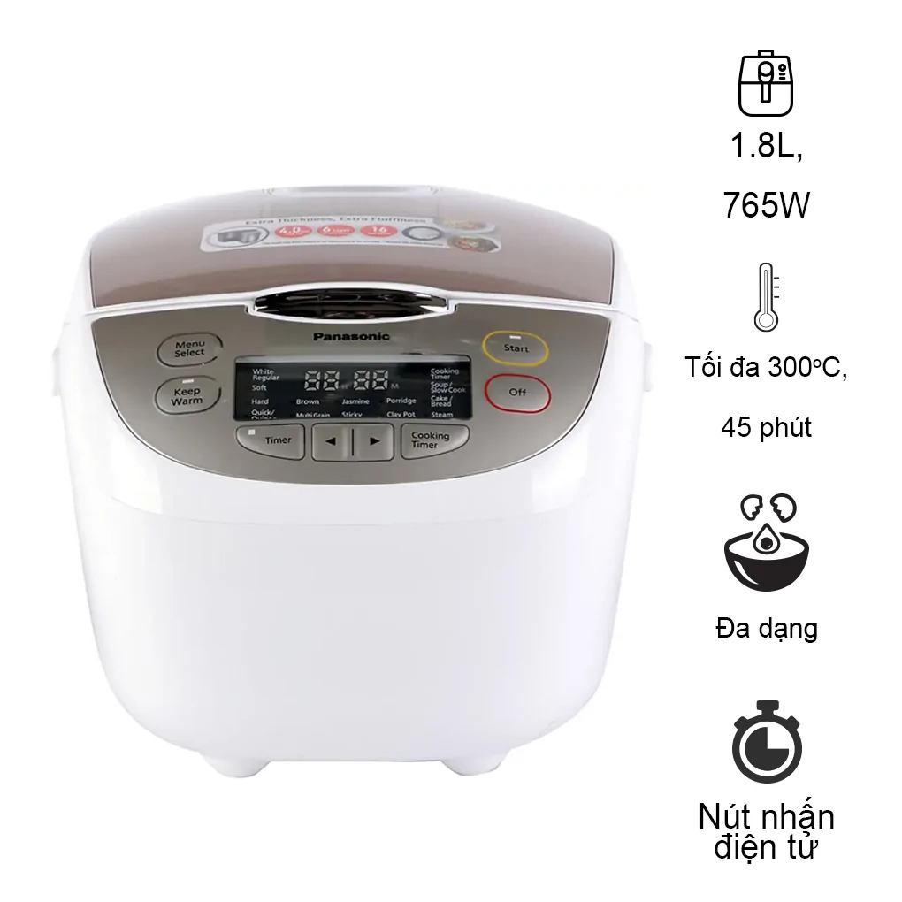 [GIẢM 30%] [HÀNG CHÍNH HÃNG] Nồi cơm điện tử Panasonic 1.8 lít SR-CP188NRA /CP188NRAM