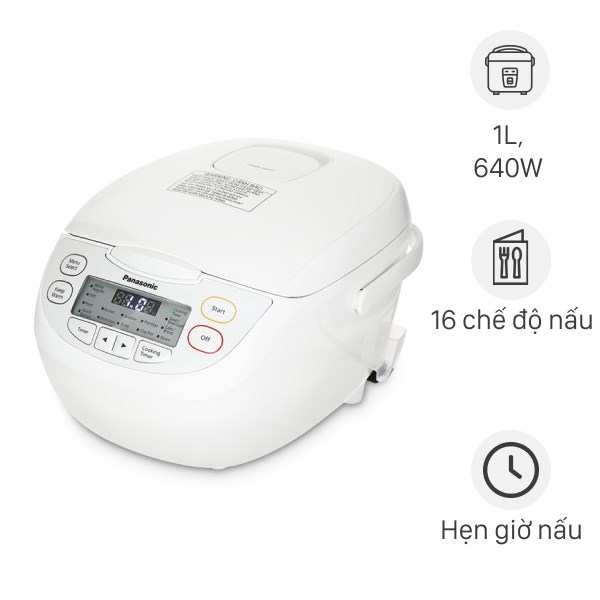 [BẢO HÀNH CHÍNH HÃNG] Nồi cơm điện tử Panasonic 1 lít SR-CL108WRA/ CL108WRAM