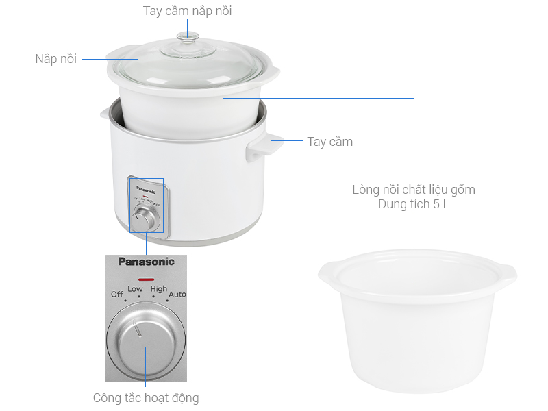 [HÀNG CHÍNH HÃNG] Nồi nấu chậm Panasonic 5 lít NF-N50ASRA