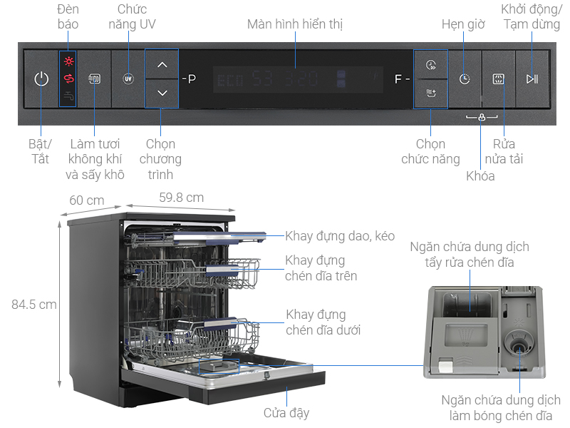 [HÀNG CHÍNH HÃNG] Máy rửa chén độc lập Hafele HDW-F605B (535.29.660)
