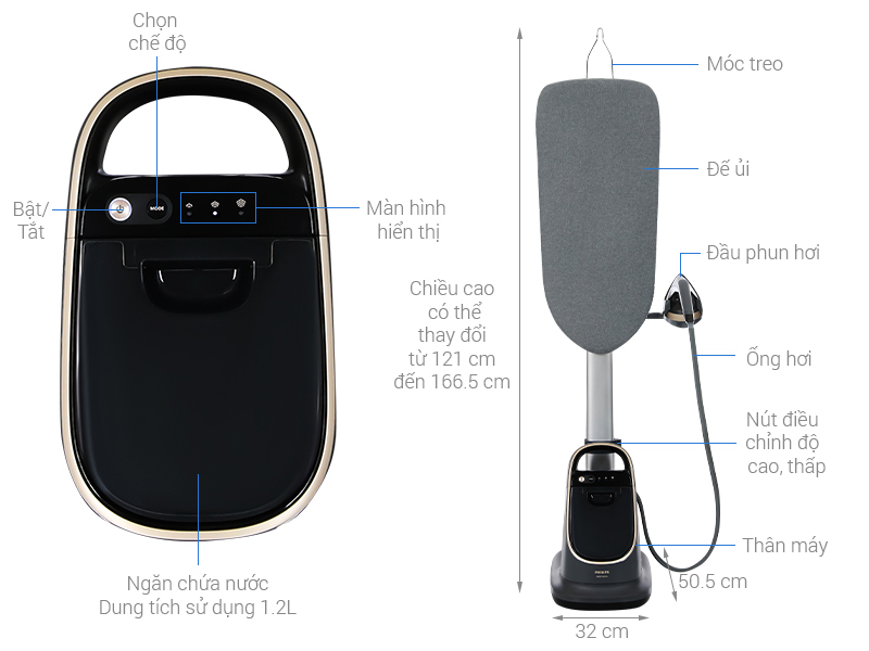 [HÀNG CHÍNH HÃNG] Bàn ủi hơi nước đứng Philips AIS8540/80 2400W