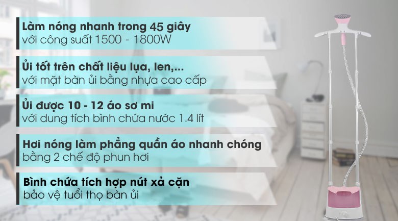 [HÀNG CHÍNH HÃNG] Bàn là cây 1800W Philips GC485/49 - Tặng thêm cầu là vải