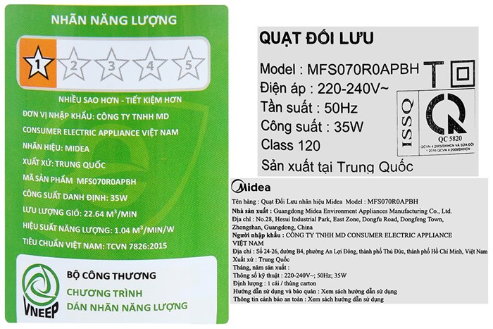[HÀNG CHÍNH HÃNG] Quạt tuần hoàn Midea MFS-070R0APBH