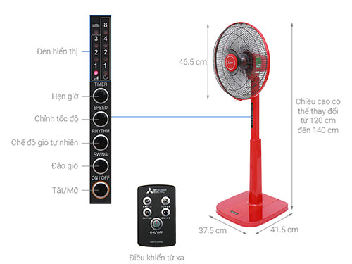 [Hàng chính hãng] Quạt đứng Mitsubishi Electric 3 cánh LV16S-RA CY-RD 47W